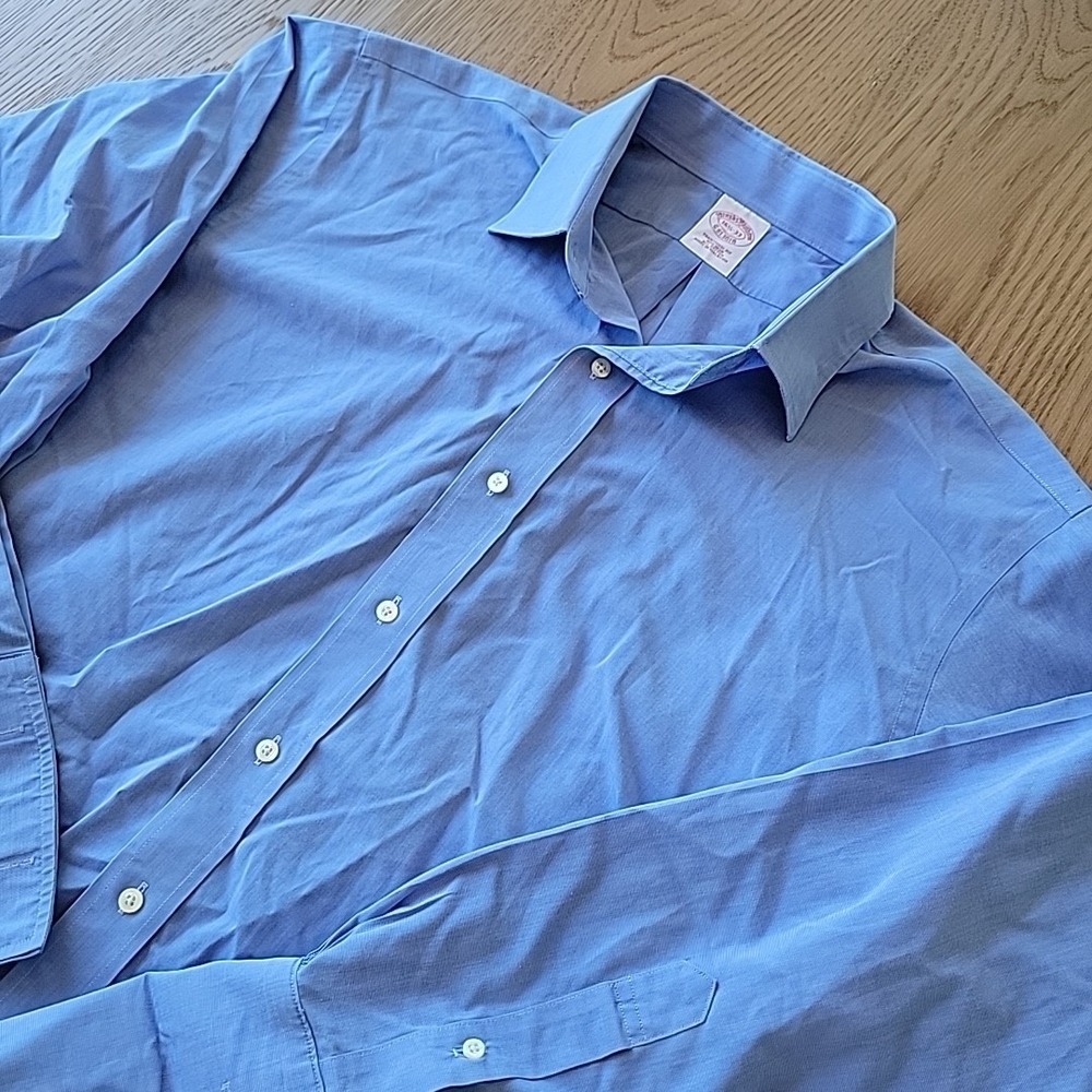 Brooks Brothers Shirt Men's 16.5 33 Blue French Cuff Button Up Non Iron Preppy